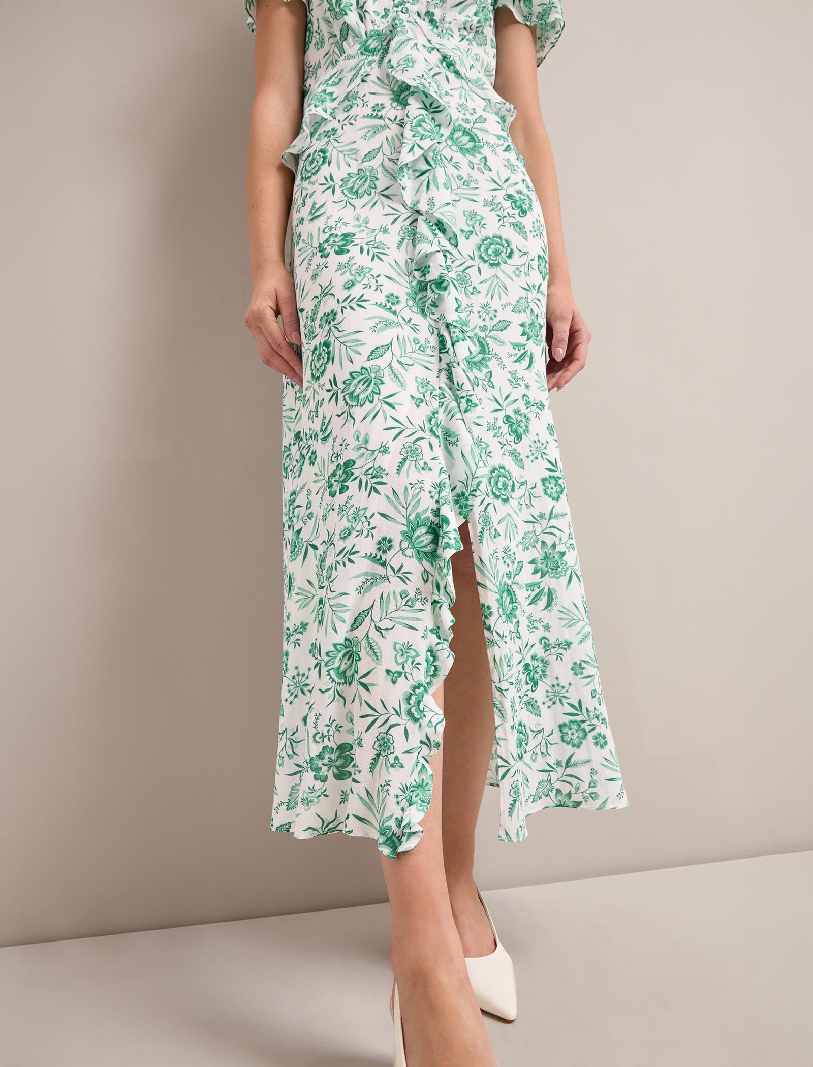Vivienne Cotton Blend Maxi Dress - Green Palm Floral Print - Image 7