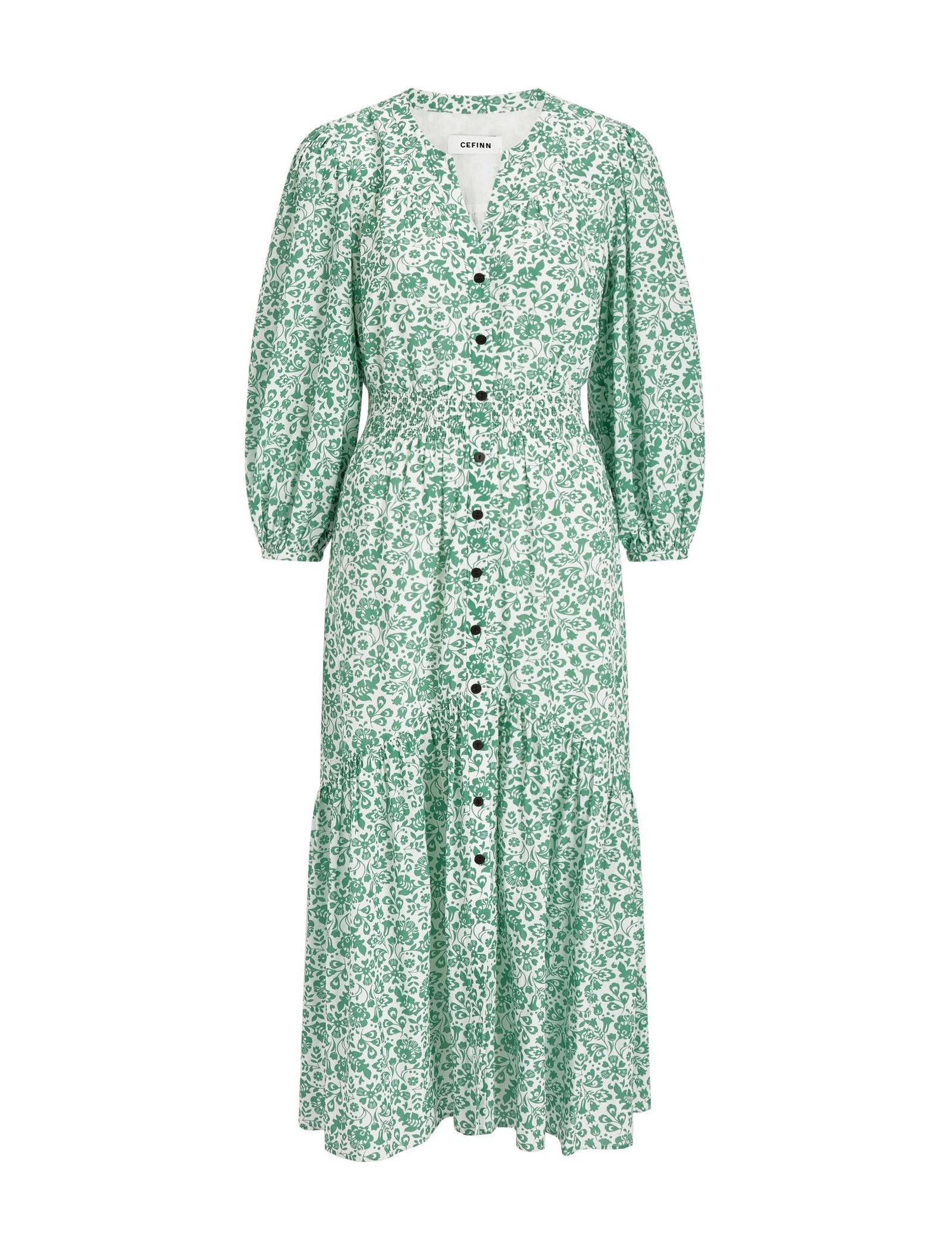 Aspen Cotton Blend Maxi Dress - Green Mono Floral Print - Image 7